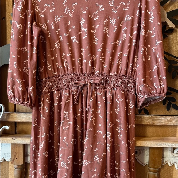Adorable Brown Floral Kids Dress - Picture 4 of 9